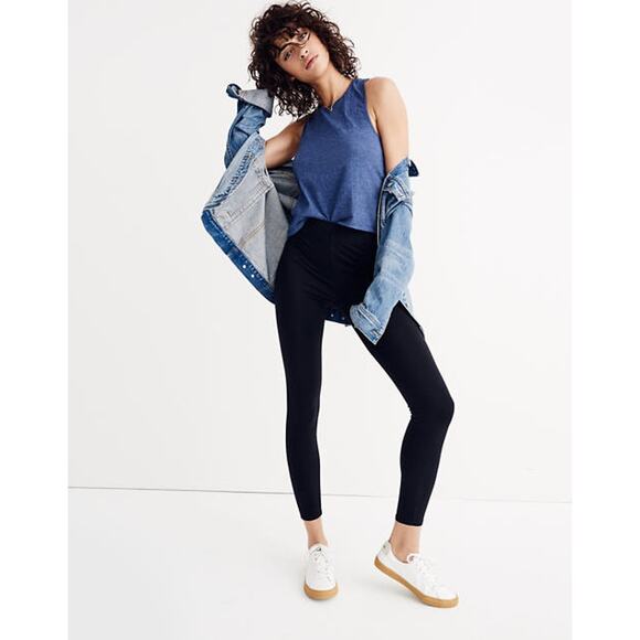 Madewell XSmall XS Black Miles MWL Knit High Rise 27" Leggings Cotton Stretch - Picture 10 of 10